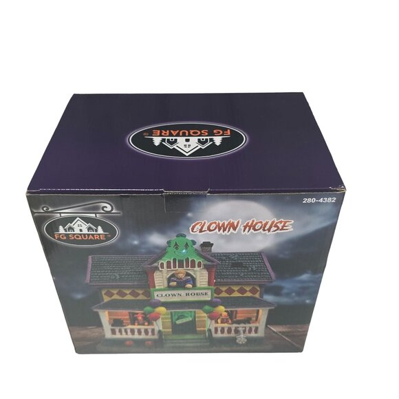 FG Square Musical Halloween Spooky Haunted LED Clown House Porcelain NIB - Picture 2 of 9